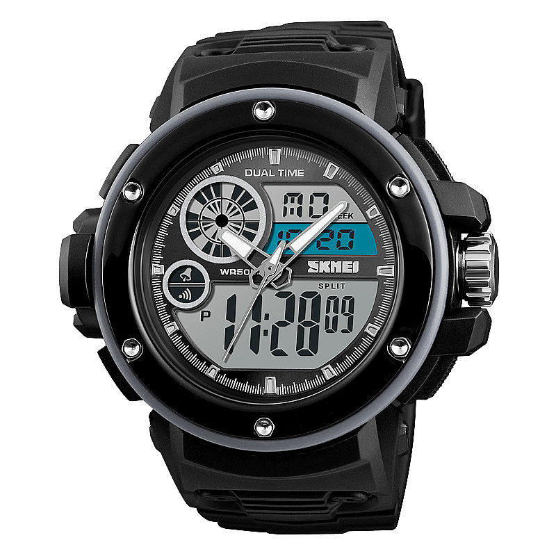 新款品牌手表男士黑科技多功能防水时尚led电子表运动男表双显潮