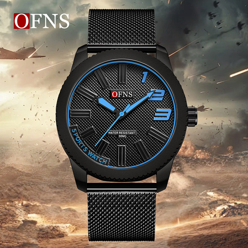 欧范尼创意大表盘石英表学生防水高颜值简约手表时装表男士腕表潮