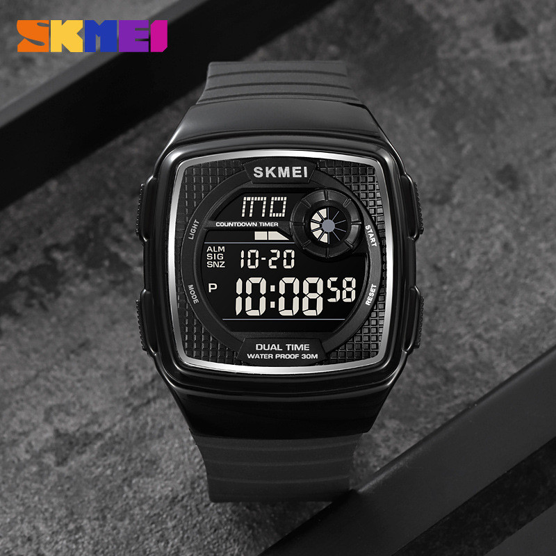 时刻美双时间男腕表男士学生多功能手表学生运动防水电子表倒计时