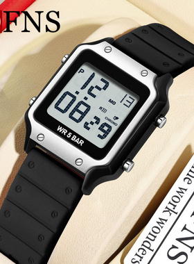 Ofns男表女表热销运动手表休闲防水经典方形倒计时多功能学生腕表