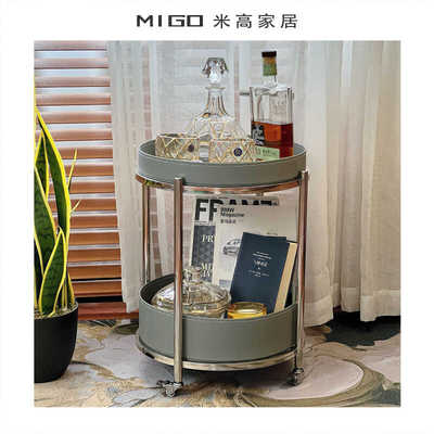 带滑轮茶水柜小推车轻奢