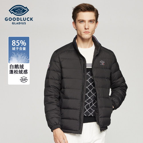 德鲨冬季新短款立领轻薄羽绒服男