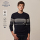 圆领休闲男装 德鲨条纹撞色羊毛衫 男中青年时尚 针织毛衣