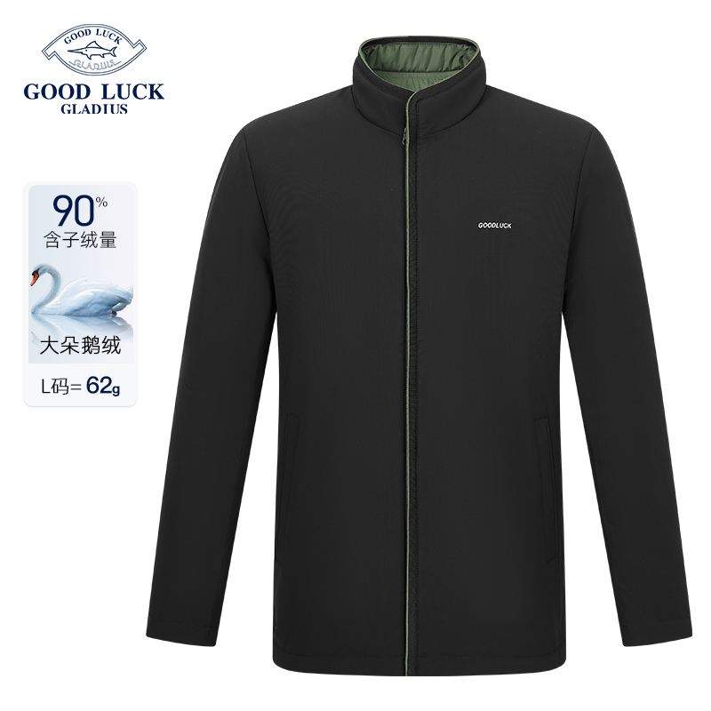 德鲨冬季新款白鹅绒立领羽绒服