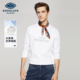 纯棉 德鲨2025秋季 新款 长袖 圆领T恤男白色百搭打底衫
