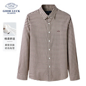 新款 休闲格子衬衣 衬衫 男2024秋季 羊毛 德鲨卡其色长袖