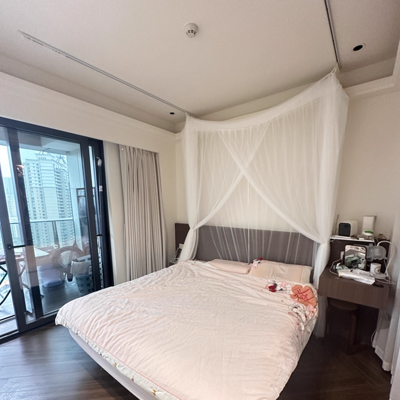 新款A类网纱宫廷蚊帐小清新易安装家用房顶轨道1.5米1.8m落地支架