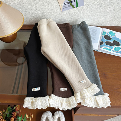 女童加绒打底裤秋冬季儿童加厚一体绒外穿长裤女宝宝冬装保暖裤子