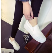 秋休闲小白鞋 春帆布鞋 子学生乐福鞋 女鞋 女懒人鞋 女厚底松糕鞋