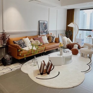 云朵客厅地毯轻奢极简沙发茶几毯新款卧室侘寂奶油风免洗加厚地垫