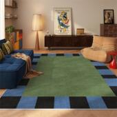 绿色包豪斯地毯客厅高级感复古风沙发地垫中古风卧室床边加厚地垫