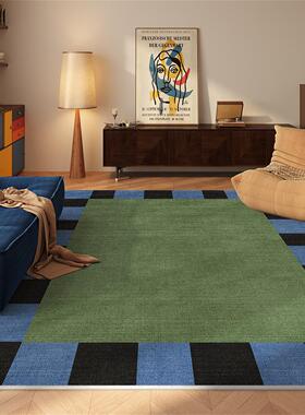 绿色包豪斯地毯客厅高级感复古风沙发地垫中古风卧室床边加厚地垫