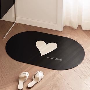 新品现代简约时尚黑色卫生间门口吸水防滑易防潮意干硅藻泥地垫子