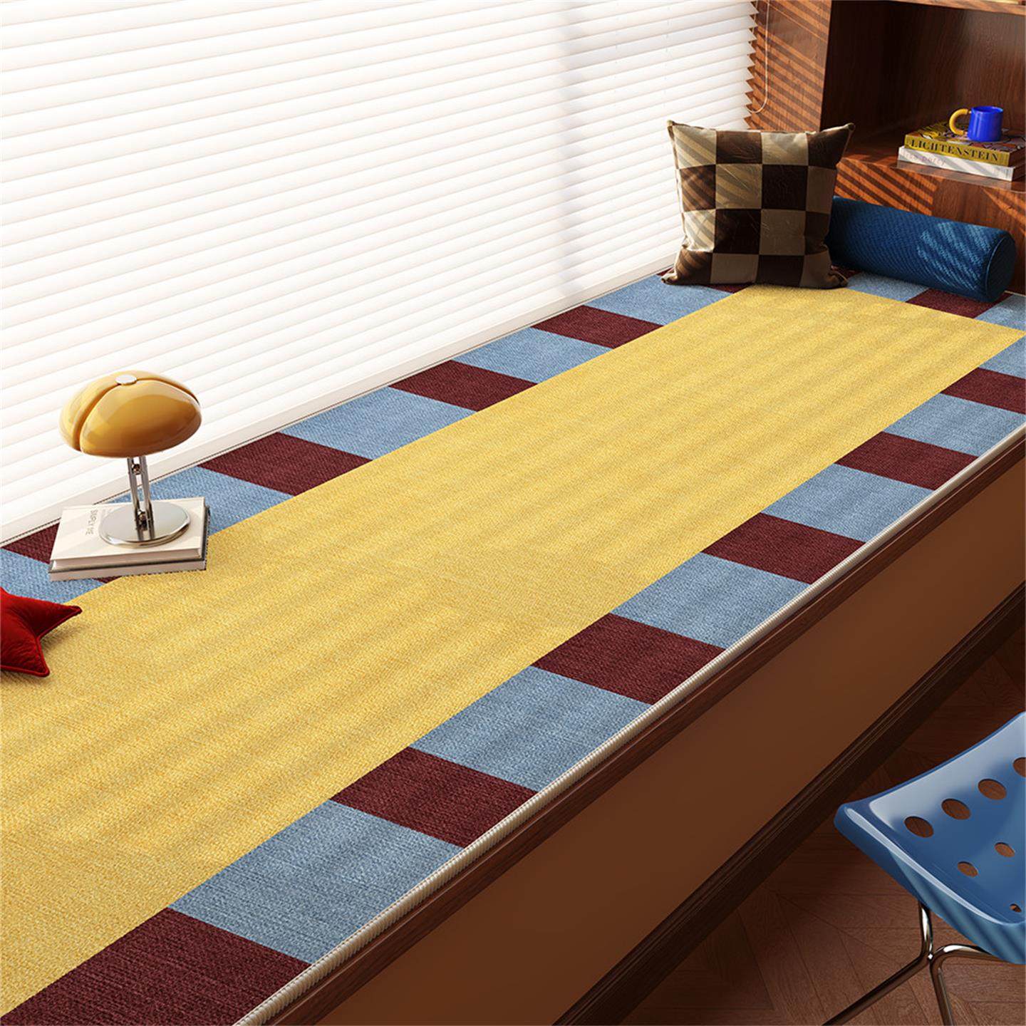 黄色中古风飘窗垫窗台隔凉垫高级感复古防水可定制阳台卧室坐垫,居家布艺,飘窗垫,淘宝优惠券,粉丝福利购,淘宝优惠卷