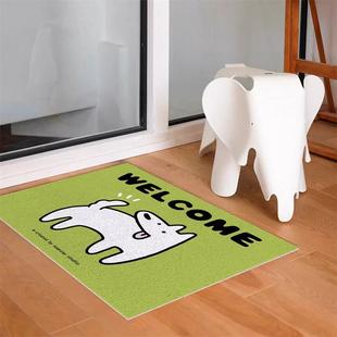卡通小狗入户门垫家用玄关可裁剪米色丝圈脚垫门口进门防滑地垫子
