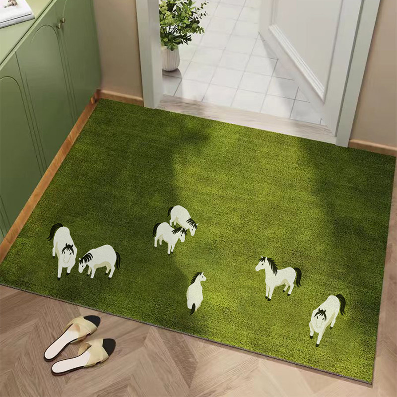丝圈地垫入户门地毯绿色法式家用高颜值蹭土可裁剪玄关防滑脚垫,居家布艺,入户地垫,淘宝优惠券,粉丝福利购,淘宝优惠卷
