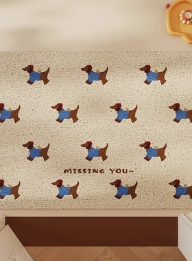 丝圈入户地垫汪汪小狗玄关进门PVC蹭土脚踏垫家用门厅防滑脚垫子