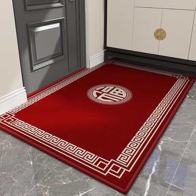 新中式入户门地垫红色新款脚垫子