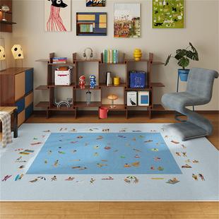 蓝色多巴胺地毯客厅中古风包豪斯沙发茶几地毯卧室床边加厚地毯