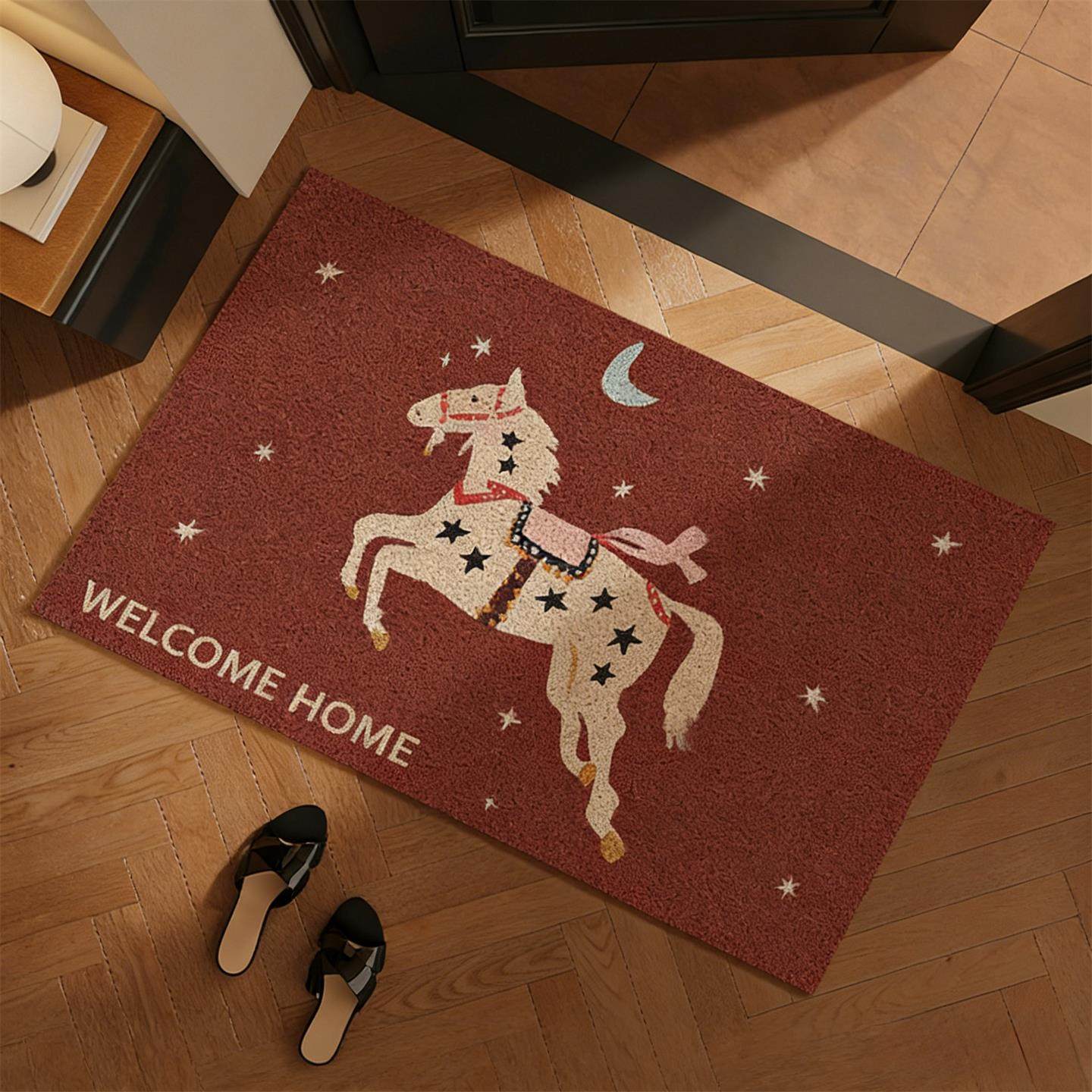 复古马年丝圈地垫入户门地毯卡通进门可裁剪免清洗垫家用刮土脚垫,居家布艺,入户地垫,淘宝优惠券,粉丝福利购,淘宝优惠卷
