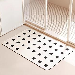 小黑格浴室地垫简约极简卫生间吸水防滑门垫可定制厕所速干地毯
