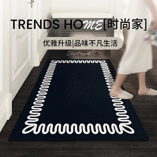 新款 黑色入户门地毯家用防滑防水高级清奢客厅玄关门口地垫脚垫子