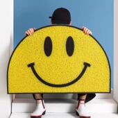 入户地垫卡通笑脸网红地毯丝圈玄关门垫个性 家用耐磨蹭土刮沙脚垫