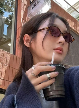 元英同款书呆子玳瑁色小圆框墨镜女复古文艺小红书男潮偏光太阳镜