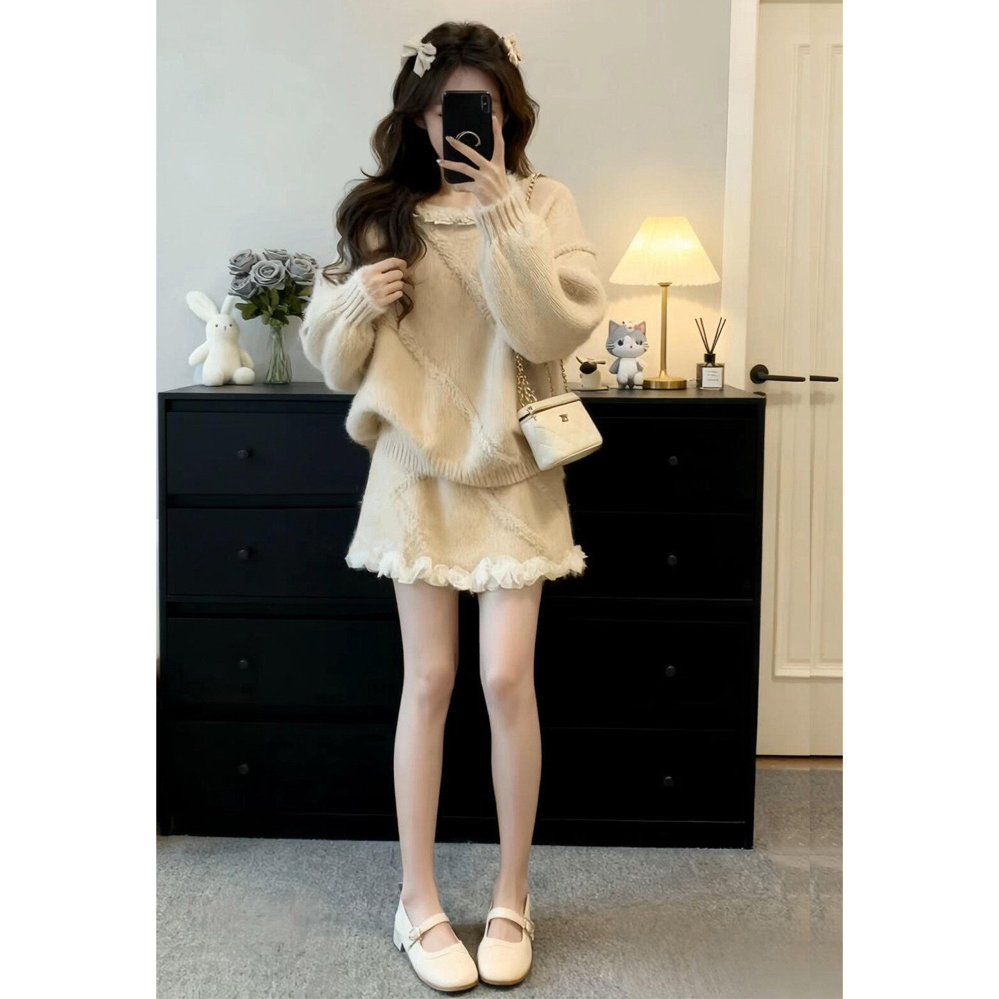 2026秋冬季穿搭一整套针织毛衣连衣裙子女巨好看高级感小香风短裙