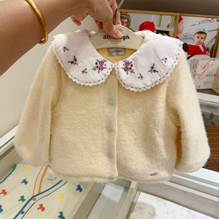 出口韩国童装 24秋冬女宝软糯甜美外套儿童可爱饱暖刺绣外套
