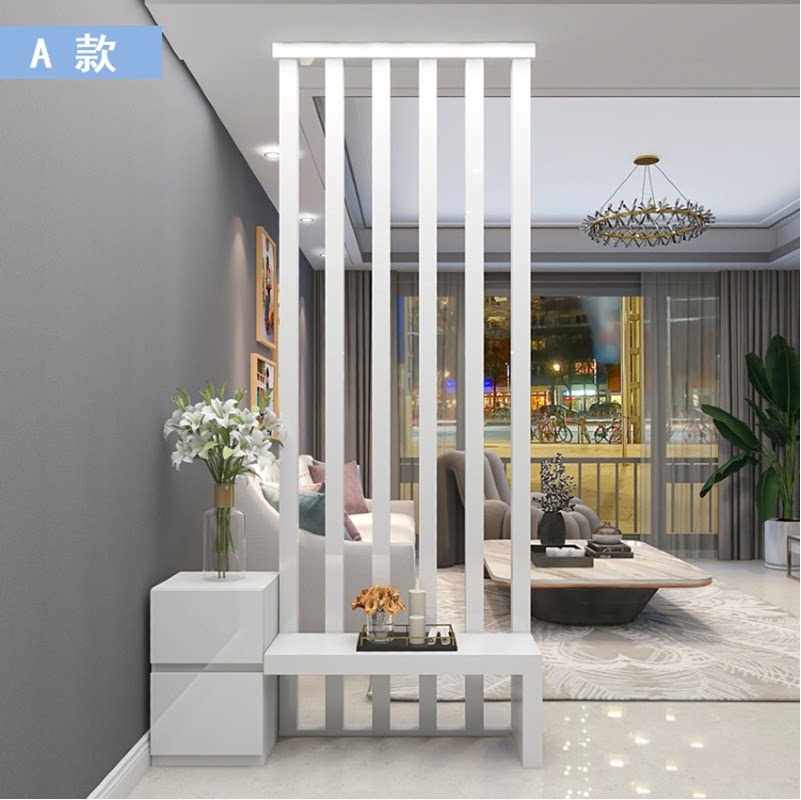 白色烤漆柱子入户鞋柜门厅隔断双面烤漆柜子换鞋凳组合柜子间厅