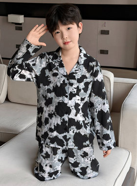 法国Anseola莫代尔睡衣男童青少年春夏季薄款长袖长裤2026新款儿