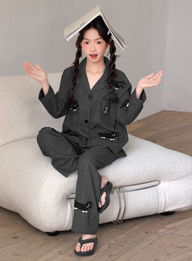 法国Anseola儿童睡衣女孩春秋2026新款春夏季长袖家居服大女童网