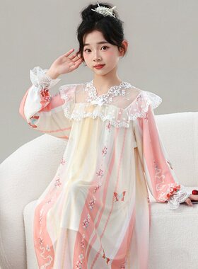 法国Anseola春秋款睡裙女童初中生莫代尔长袖公主长袖裙2026新款