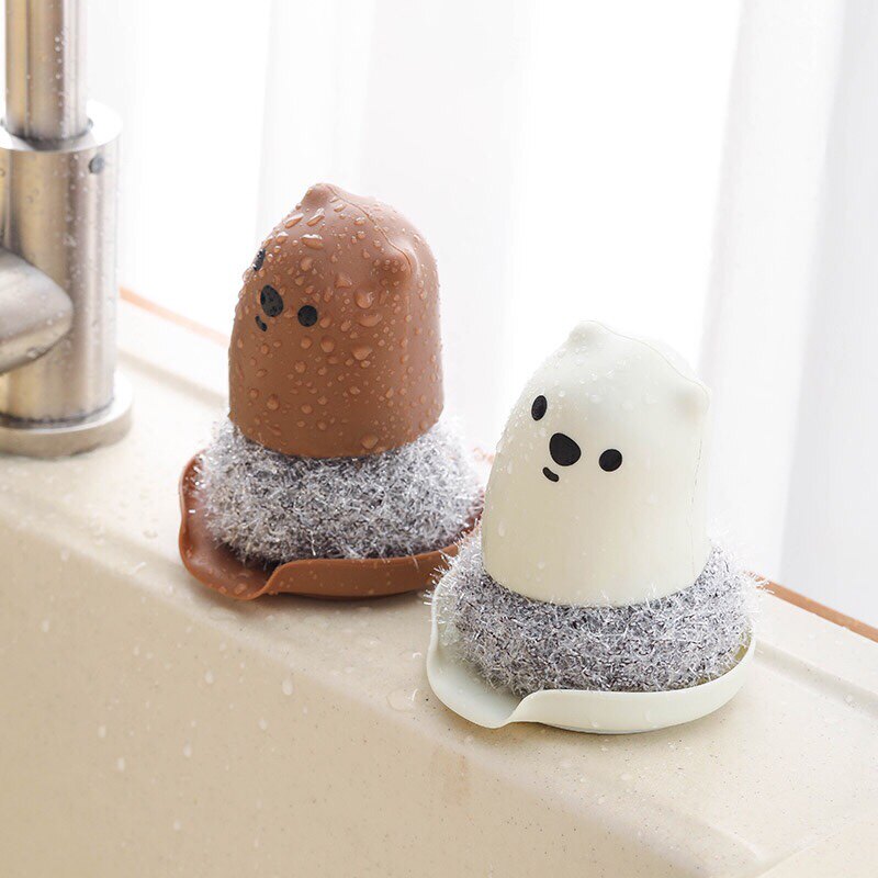 歪头小熊带手柄钢丝球清洁球家用厨房水槽洗碗神器沥水卡通锅刷