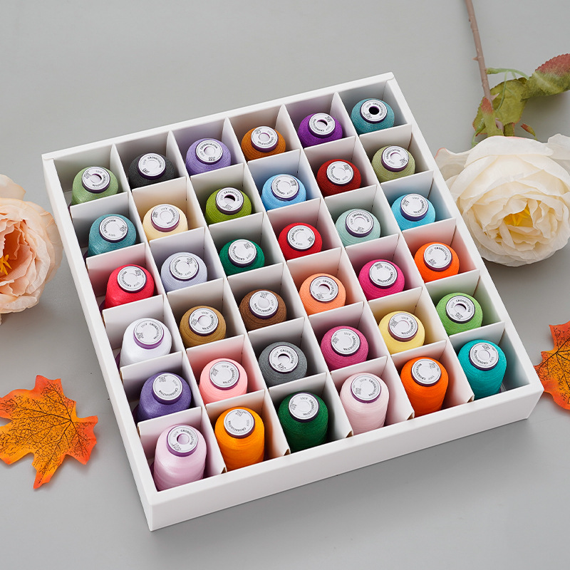 36色120D高亮涤纶绣花线套装550码 家用彩色手工刺绣线电脑绣花线