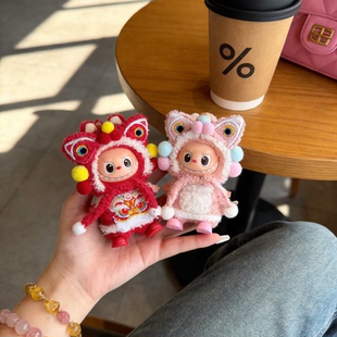 新年服4.0迷你拉布布娃衣4代labubu衣服替换装毛绒醒狮套装