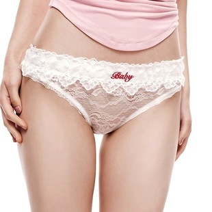 女日系甜辣风性感半透三角裤 原创蕾丝提花内裤 ABG芭比辣妹 SHU