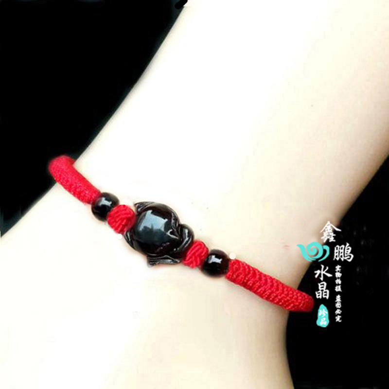 天然彩眼黑曜石手脚链