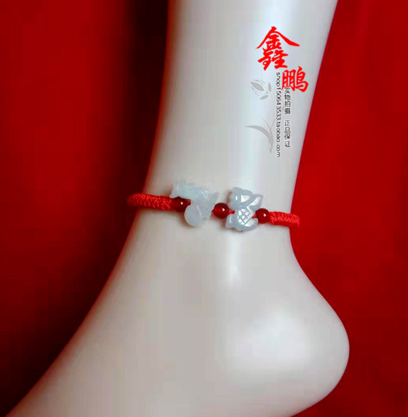 2026天然翡翠玉生肖龙鸡六合手链旺财吉祥脚链