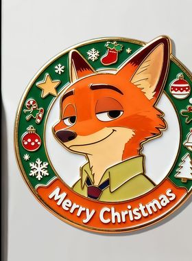 疯狂动物城2尼克朱迪CP圣诞款高颜值亚克力磁吸平面冰箱贴礼物