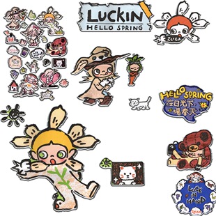 瑞幸联名泡泡玛特周边Zsiga嘎子姐成品亚克力磁吸冰箱贴