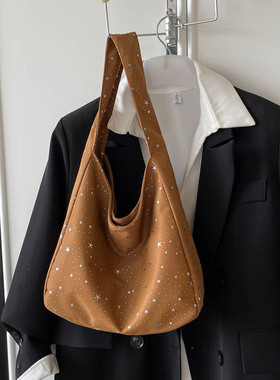 2026超火银河星星波点休闲包时尚韩系亮闪闪托特大包包单肩通勤包