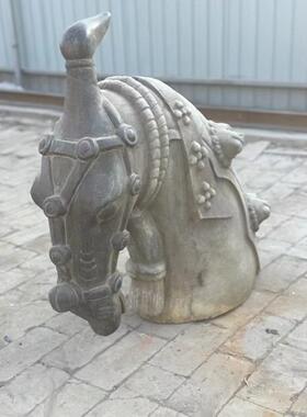 石雕复古仿古青石马头石马马首摆件做旧摆放酒店别墅家居饭店装饰