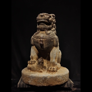 石雕复古仿古青石瑞兽石狮子案头狮摆件做旧摆放庭院公司家居招财