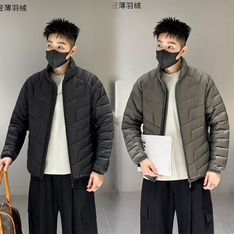 实拍轻薄条纹羽绒服男2025冬羽绒服