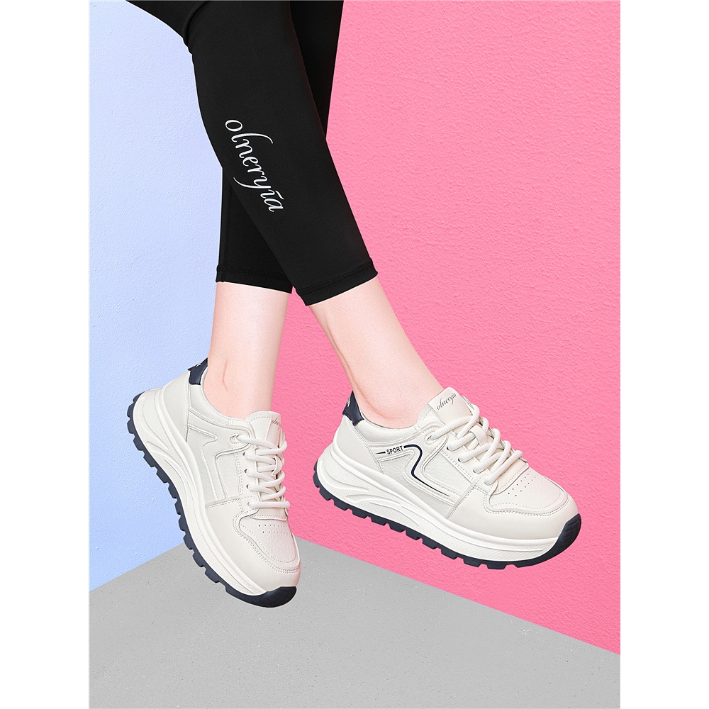 女士休闲鞋女2025新款鞋子老爹鞋厚底软底轻便运动鞋女款小白鞋秋