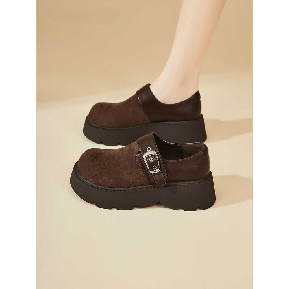 厚底勃肯鞋女款2025新款春秋休闲美拉德软底单鞋复古乐福鞋