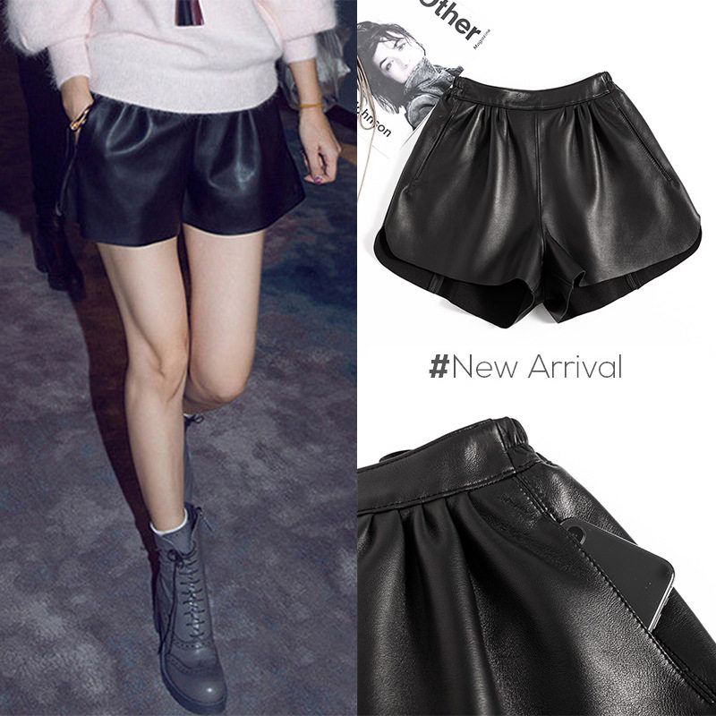 真皮短裤女士2026春秋新款松紧腰宽松阔腿裤高腰休闲百搭热裤靴裤,女装/女士精品,短裤,淘宝优惠券,粉丝福利购,淘宝优惠卷
