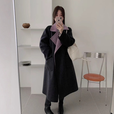 双面穿AB面阔版羊毛大衣